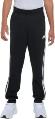 Boy's Adidas Size Large 14/16 Black White Three Stripe Active Joggers Pants