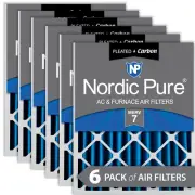 Nordic Pure 20x20x4 (3 5/8) Pleated Air Filters MERV 7 Plus Carbon 6 Pack