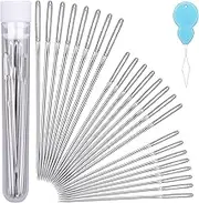 24 PCS Large Eye Sewing Needles, 3 Size Sewing Needles, Leather Embroidery Thread Sharp Needle, Stainless Steel Yarn Knitting Needle for Handsewing, Crafts, Repair, Quilting