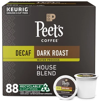 , Dark Roast Decaf Keurig K-Cup Pods - Decaf House Blend 88 Count (4 Boxes of...
