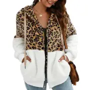 Outwear Patchwork Fluffy Leopard Patchwork Women Jacket Fashion