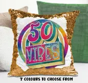 50th Birthday Cushion Cover Sequin Throw Pillow