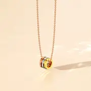 Barrel Slider Pendant Necklace in Tri-Tone Gold Plated Titanium with Genuine 0.005ct Diamond