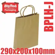 100x Junior Brown Kraft Paper Gift & Shopping Bags Twist Rope Handle 290x200x100