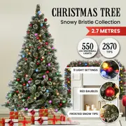 2.7m Snowy Bristle Multicolour Pre-Lit Christmas Tree with 2870 Tips