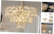 AXILIXI Modern Crystal Chandelier for Dining Room 9-Light Gold Round