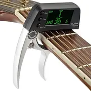 zolyet TCapo20 Quick Change Key Capo Tuner Alloy for Acoustic Electric Guitar Bass Chromatic silver 2