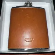 Beautiful Brand New Shinola Leather Wrapped Flask Whiskey Bourbon Tan Brown