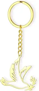[Amaxer] Dove Keychain for Unisex Stainless Steel Olive Branch World Peace Symbol Charm Accessories