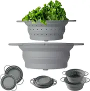 Silicone Collapsible Colander Set,8-In Food Strainer and 9 Inch Mixing Bowl 2-Pc