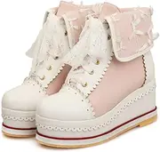 [HILIB] Women's Cute Lolita Boots Cosplay Brogue Wedge Boots