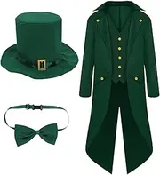 ST Patrick's Day Costume Steampunk Frock Coat for Carnival Dress up Themed Party