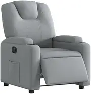 'vidaXL Light Grey Electric Recliner Chair with Convenient Cup Holders, Side Pocket and Adjustable Backrest and Footrest