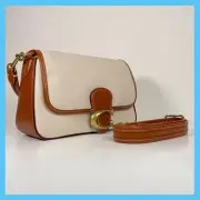 COACH Tagged Soft Tabby Shoulder Bag White Camel Leather 2way