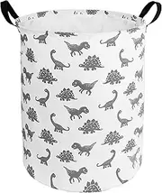 19.6 Inches Large Laundry Basket Waterproof Round Cotton Linen Collapsible Storage bin with Handles for Hamper,Kids Room,Toy Storage(Dinosaur)