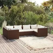 Patio Furniture Sets 6 Piece Garden Lounge Set with Cushions Poly Rattan Brown
