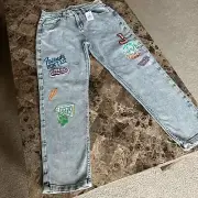 Justice X Stranger Things Denim Jeans Girls Size 18 Patched Mini Mom