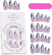 Almond Nail Press-Ons - 12 Sizes Acrylic Fake Nails, Full-Cover Stick-On Nail Kit | Press-On Nail Extensions,press-On nail artt Almond Shape, Almond Shape False Nails For Manicure, Salon