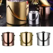 Champagne Stainless Steel Ice Bucket Double Thermal Insulation Ice Bucket