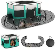 Upgrade Outdoor Cat Enclosure - Portable Playpen With Tunnel for Indoor Cats, Small Animals and Puppy