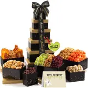 NUT CRAVINGS Gourmet Collection - Sympathy Tower Gift Basket Nuts & Dried Fru...