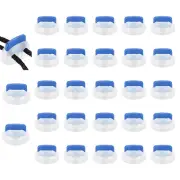 25 Pcs Plastic Spring Cord Lock, Double Hole Stopper, Transparent + Blue