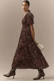 New Anthropologie The Katerina Button-Front Dress: Velvet Edition 12 $230 NWT