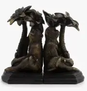 Set of 2 Monkey Palm Tree Bookends - Manor House Bookshelf Accessory
