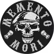 Memento Mori ~ Embroidered Iron-On Patch ~ Punk Goth ~ Remember U Must Die P38