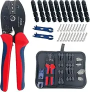 SUGOOE 13 PCS Solar Crimper Tool Kit - 10 Pairs Solar Connectors, 1PC Solar Crimper, 2 PCS Spanner Wrench for 2.5/4/6mm²/10-13AWG Solar Connectors