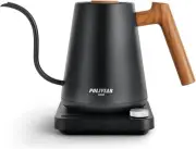 POLIVIAR Electric Gooseneck Kettle, 1350W Electric Tea Kettle Wood Pattern Handl