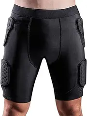 [HARGLESMAN] Padded Compression Shorts Men's Football Girdle Hip and Thigh Protector for Contact Sports