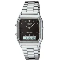 在飛比找ETMall東森購物網優惠-【CASIO 卡西歐】銀色雙顯中性錶 不鏽鋼錶帶 生活防水 