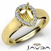 Pear Semi Mount Diamond Halo Pave Setting Engagement Ring 14k Yellow Gold 0.2Ctw