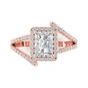 1.9ct Emerald Cut Engagement Wedding Promise Bridal Ring 14k Rose Solid Gold