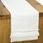 Farmhouse Table Runner White Table Runner Linen-Cotton Fabric Rustic Home Kit...