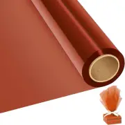 1 Roll 40Cmx30M / 15.7Inx100Ft Orange Cellophane Wrap Roll Thick Cellophane Tran
