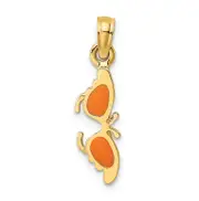14K Yellow Gold Orange Enameled Butterfly Sunglasses Charm