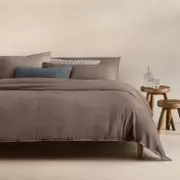 Sheridan Otis Herringbone Cotton Linen Quilt Cover Set in Carob Size: Queen Material: Cotton/Linen @Sheridan Rewards