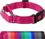 Joytale Martingale Collar for Dogs, Reflective Heavy Duty for Safety, Quick Release Buckle, Adjustable Nylon Collars for Medium Dogs Walking Training, Hotpink,M