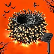 cshare Solar String Lights for Halloween, Orange Halloween String Lights 39.4ft 120LED 8 Modes for Garden Yard Patio Tree Christmas Deorations