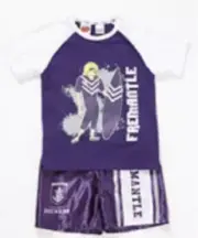 Fremantle Dockers Official AFL Kids Summer Pyjamas Satin Boxers T-shirt Tee