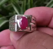 Natural Red Ruby Ring For Men 100% Real Sterling Silver 925 Gift for my Husband