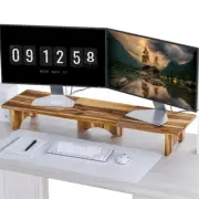 Acacia Wood Dual Monitor Stand - Wooden Monitor Riser for Desk - Computer Mon...