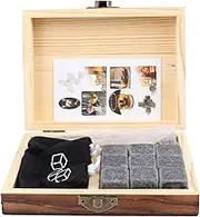 Whiskey Stone: Whiskey Stone Black Portable Cooler Rocks with Tweezers Storage Box, Bourbon Gifts for Men for Drinking Gifting