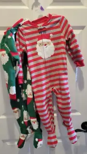 Toddler Carter's Santa Face Fleece Sleepers Two Pack Size 2T New