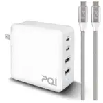 PQI PD QC3.0 100W GAN 氮化鎵高速充電器附USB-C TO USB-C 充電線100公分