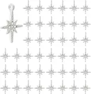 DICOSMETIC 50Pcs 8 Point Star Charm North Star Charms Rhinestone Star Pendant Alloy Celestial Charms Cubic Zirconia Shiny Star Dangle Charms Platinum Vintage Charm for DIY Jewelry Making,