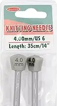 Sullivans Metal Knitting Needle 1 Pair, 35 cm x 4 mm Size, Grey