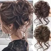 Synthetic Hair Buns Chignon Natural Curly Messy Bun Hair Band Elastic Scrunchy False Hair Pieces For Women Hairpins Ponytail Scrunchies,4#(Black Brown)